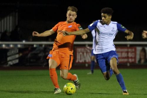 Leistons Byron Lawrence (L) and Enfields Montell Moore