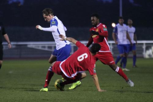 Enfields Sam Youngs and Mersthams Tut Henriques (6) and Sean Bonnett-Johnson