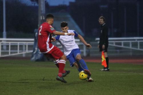 Enfields Samir Bihmoutine (R) and Mersthams Michael Abnett