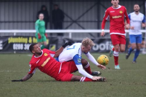 Mersthams Reece Hall (L) and Enfields Ryan Blackman