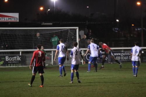 Burgess Hills Hafeez Sansui (red, R) makes it 3-2 in stoppage time