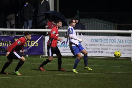 Burgess Hills Joey Taylor (L) and Jack Brivio and Enfields Sam Youngs