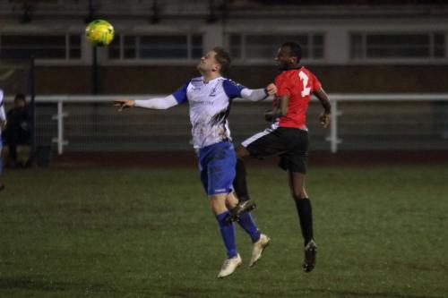 Enfields Liam Hope (L) and Burgess Hills Ibrahim Diallo