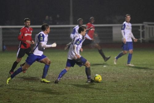 Enfields Mickey Parcell breaks forward with Sam Youngs in support