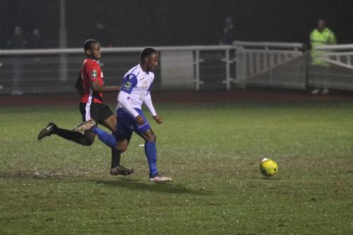 Enfields Ryan Blake (R) and Burgess Hills Ibrahim Diallo