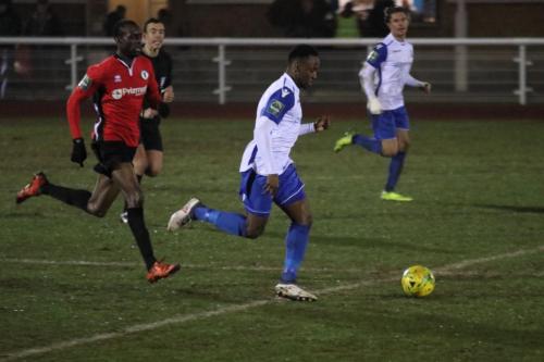 Enfields Ryan Blake pursued by Stephane Ngamvoulou