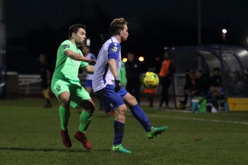 Dorkings Matt Briggs (L) and Enfields Aaron Greene