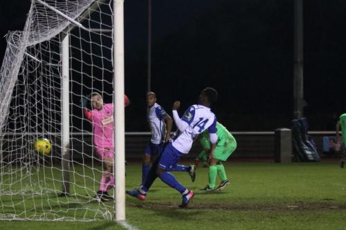 Enfields Ryan Blake (14) makes it 2-2