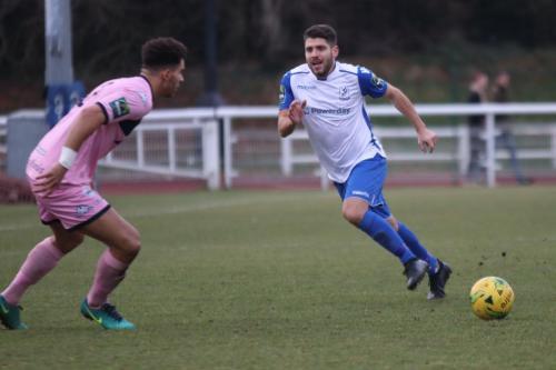 Dulwichs Nathan Green (L) and Enfields John Kyriacou