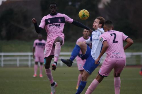 Enfields Mickey Parcell and Dulwichs Michael Onuvwigun (L) and Quade Taylor