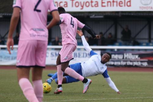 Enfields Ryan Blake challenges Michael Onuvwigun (4)