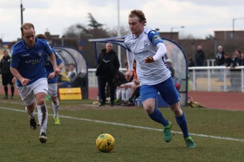 Enfields Aaron Greene (R) and Lowestofts Andrew Fisk