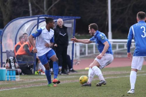 Enfields Dernell Wynter (L) and Lowestofts Jacek Zielonka
