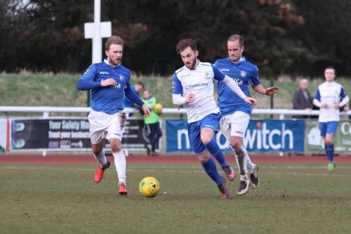 Enfields Jack Hockney and Lowestofts Robert Eagle (L) and Andrew Fisk