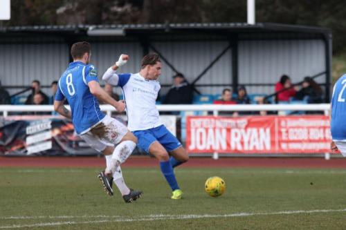 Enfields Sam Youngs (R) and Lowestofts Jacek Zielonka