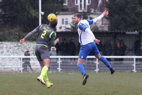 Staines Josh Webb (L) and Enfields Brad Wadkins