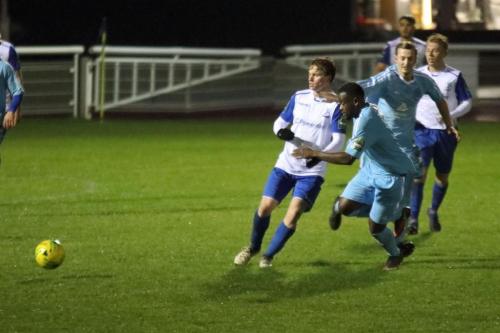 Enfields Aaron Greene (L) and Thurrocks Jeremiah Kamanzi