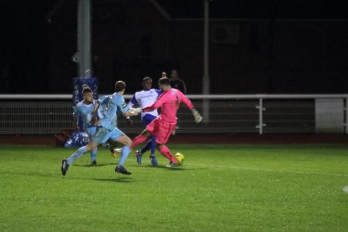 Ryan Blake beats Thurrock keeper Jake Jessup before scoring the third Enfield goal