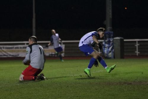 Chipstead keeper Tony Stone saves from Ben Ward-Cochrane