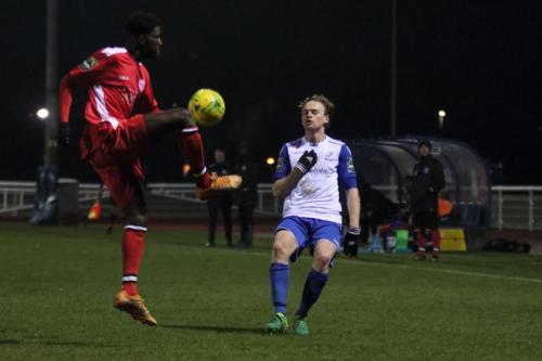 Chipsteads Jeremy Boakye clears from Aaron Greene
