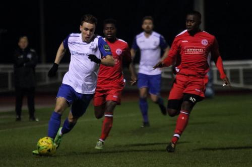 Enfields Ben Ward-Cochrane (L) and Chipsteads Felix Erivaldo and Saidou Khan (R)