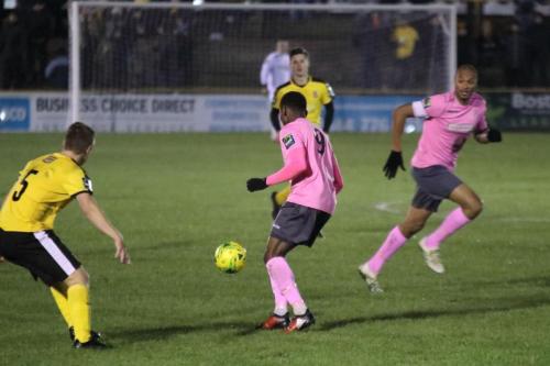 Enfields Ryan Blake (9) and Simon Thomas and Invictas Callum Davies