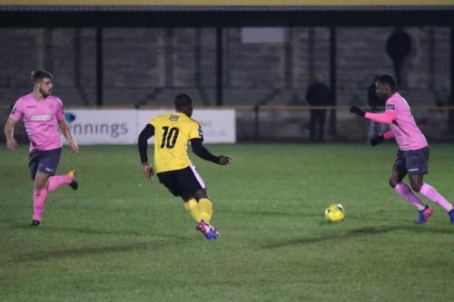 Enfields Ryan Blake (R) and Dan Rumens and Invictas Ade Yusuff