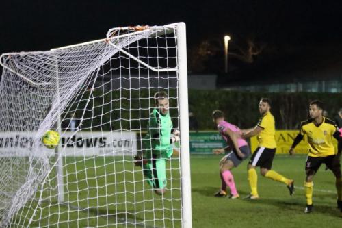 Simon Thomass (out of picture) header gives Enfield the lead