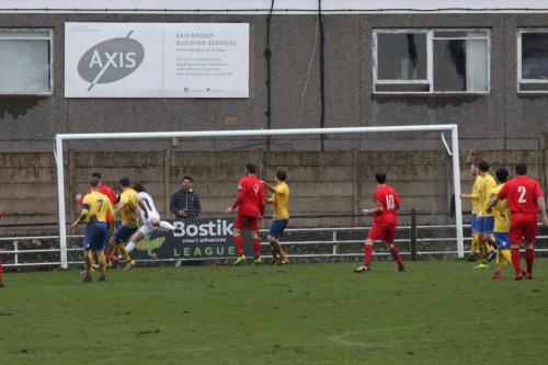 Enfield keeper Joe Wright is beaten at his near post by Kurtis Cumberbatchs free kick for the opening goal