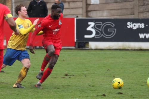 Enfields Aaron Greene (L) and Harrows Adam Pepera