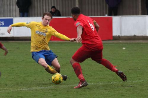 Enfields Aaron Greene (L) and Harrows Shaun Preddie