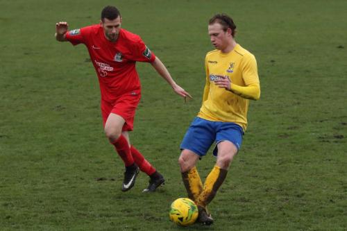 Harrows Mark McLeod (L) and Enfields Aaron Greene