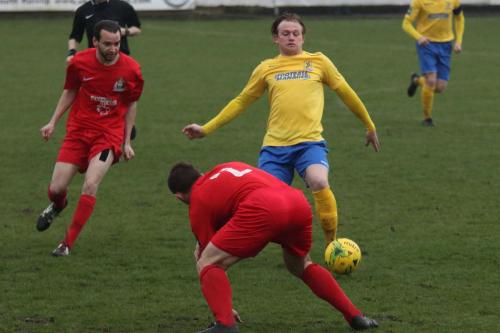 Harrows Michael Bryan (L) and George Moore and Enfields Aaron Greene