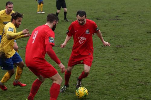 Harrows Michael Bryan (R) and Ryan Moss and Enfields Tyler Campbell and Matt Johnson (L)