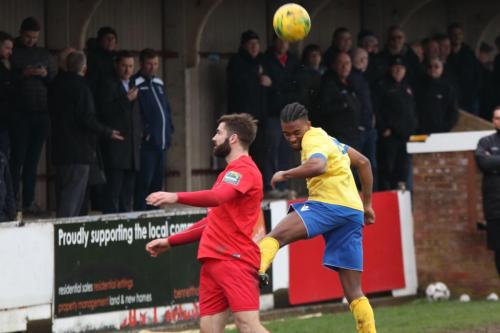 Harrows Ryan Moss (L) and Enfields Dernell Wynter