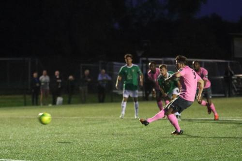 Enfields Drew Roberts sees his penalty saved