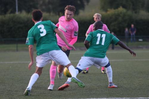 Enfields Mickey Parcell  and Hendons Sam Murphy (3) and Daniel Uchechi