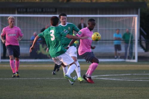 Enfields Ryan Blake (R) and Ryan Blackman and Hendons Sam Murphy (3) and Matt Ball