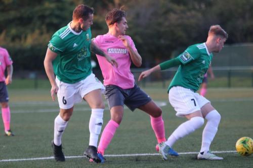 Enfields Sam Youngs and Hendons Arthur Lee (L) and Keagan Cole