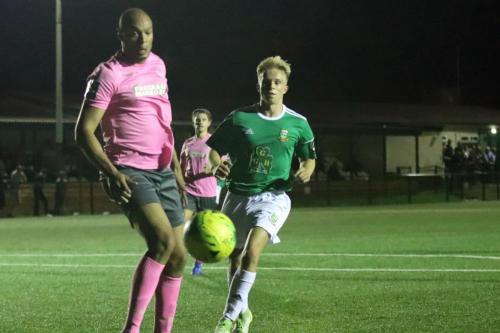 Enfields Simon Thomas (L) and Hendons Jake Eggleton