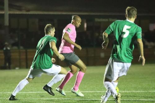 Enfields Simon Thomas and Hendons Arthur Lee (L) and Rian Bray