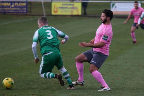 Leatherheads Tom Richards (L) and Enfields Mario Noto