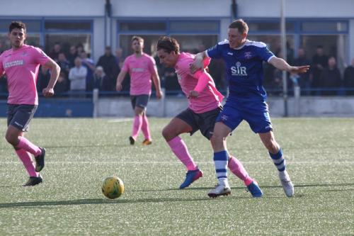 Enfields Sam Youngs (pink) and Margates Dave Martin