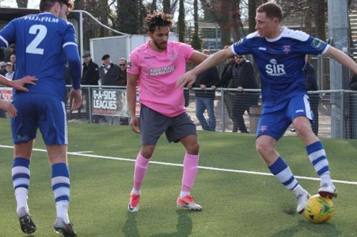 Margates Dave Martin (R) and Jack Evans and Enfields Tyler Campbell