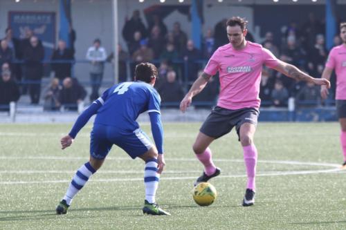 Margates James Rogers (L) and Enfield debutant Matt Johnson