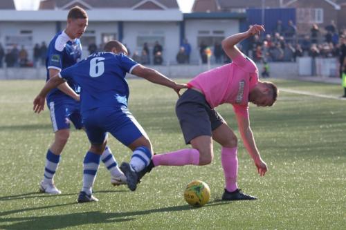 Margates Tom Wynter (6) and Dave Martin and Enfields Brad Wadkins