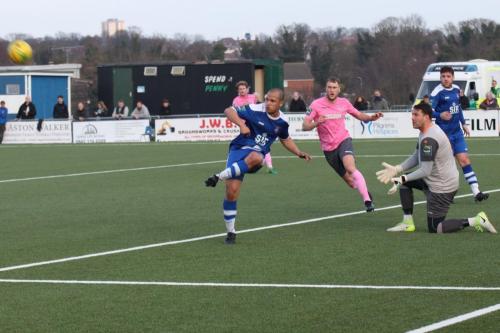 Margates Tom Wynter clears a cross