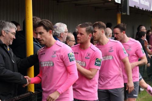Enfields Sam Youngs, Liam Hope, Dan Rumens and Matt Johnson shake hands with the travelling supporters