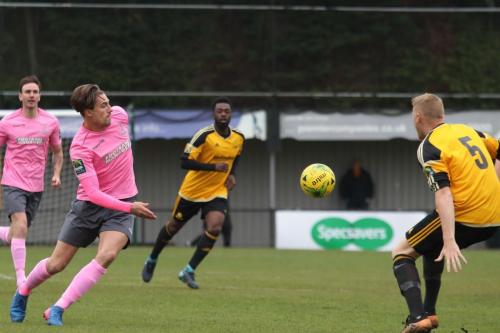 Enfields Sam Youngs (L) and Mersthams Liam Harwood68