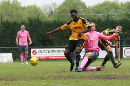 Enfields Sam Youngs (pink) shots narrowly wide